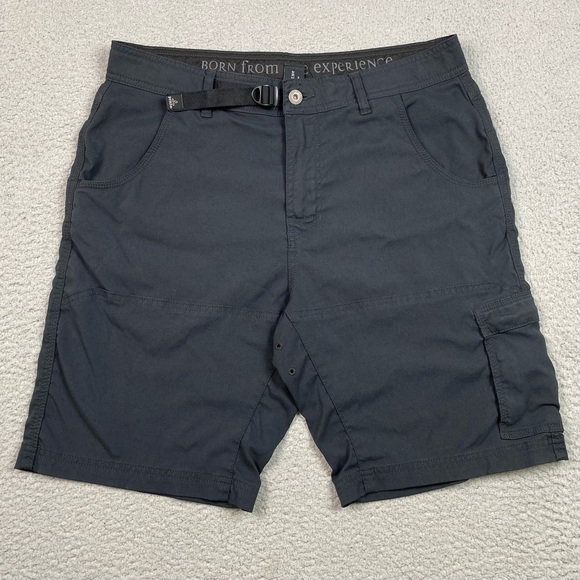 Prana Stretch Zion Men's Size 34 Belted Outdoor Cargo Hiking Shorts 10" Inseam - Picture 1 of 8